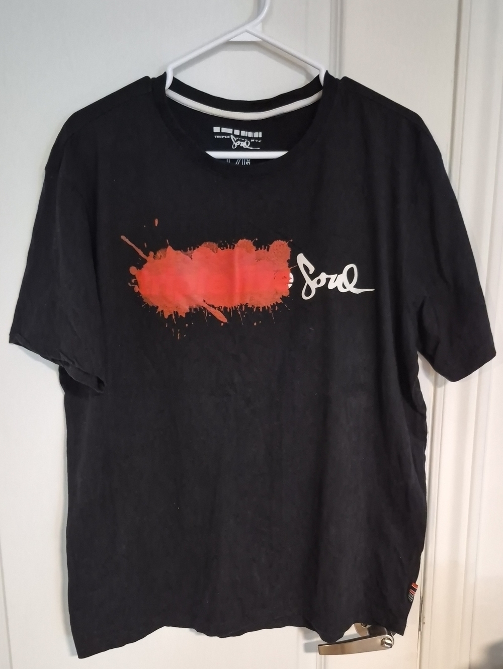 Triple Five Soul Black Tee with Red Paint Graphic